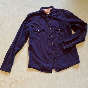 Aeropostale Small snap front, cuff and pocket navy blue long-sleeve shirt EUC
